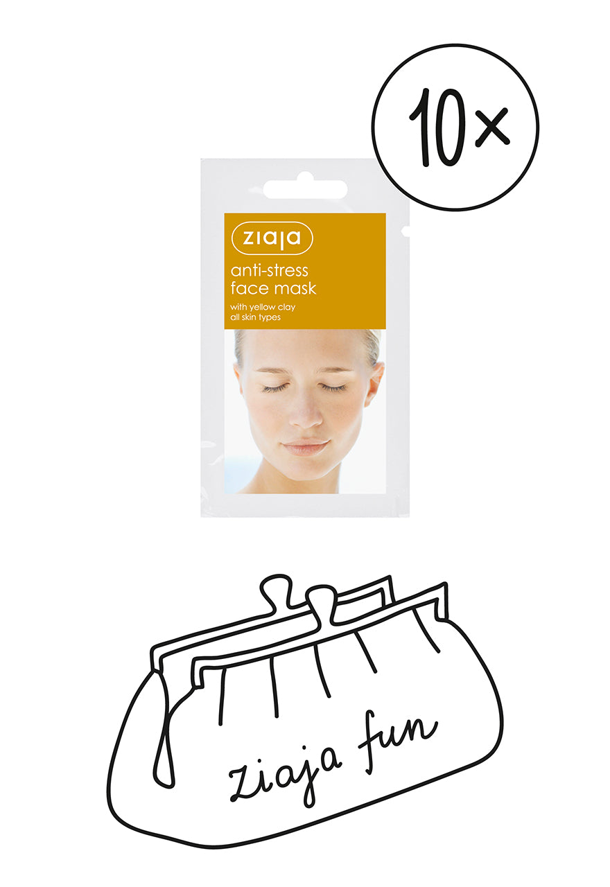10 x Ziaja Anti-Stress Face Mask With Yellow Clay/Sachet/Display 7Ml
