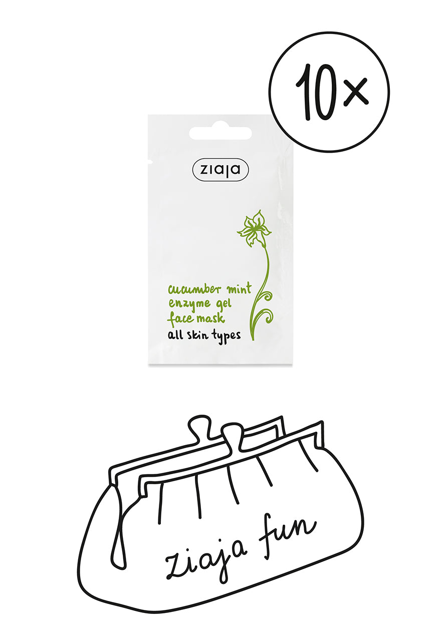 10x Ziaja Cucumber Mint Enzyme Gel Face Mask 7Ml