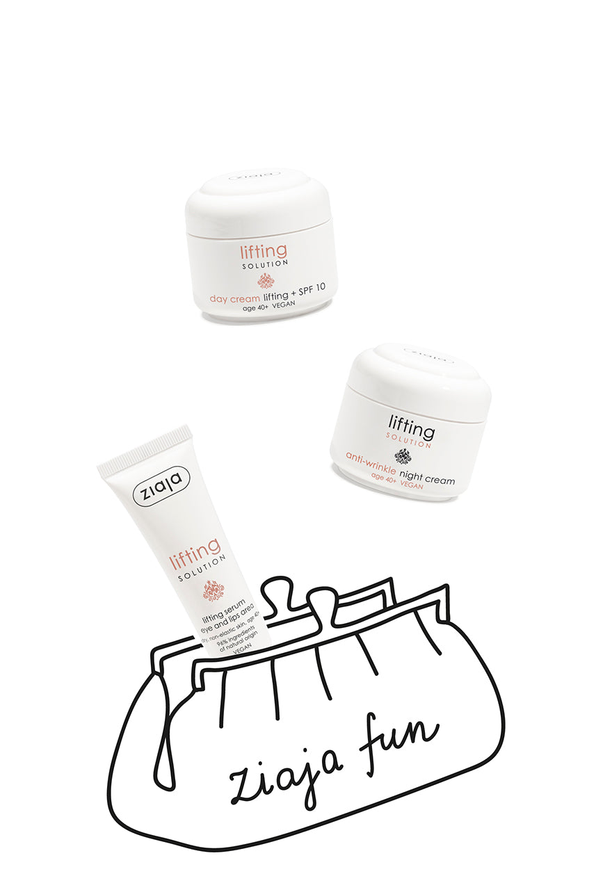 Ziaja Lifting Solution Lifting + UV Day Cream 40+ 50Ml + Ziaja Lifting Solution Anti-Wrinkle Night Cream 40+ 50Ml + Ziaja Lifting Solution Eye and Lip Serum 40+ 30Ml