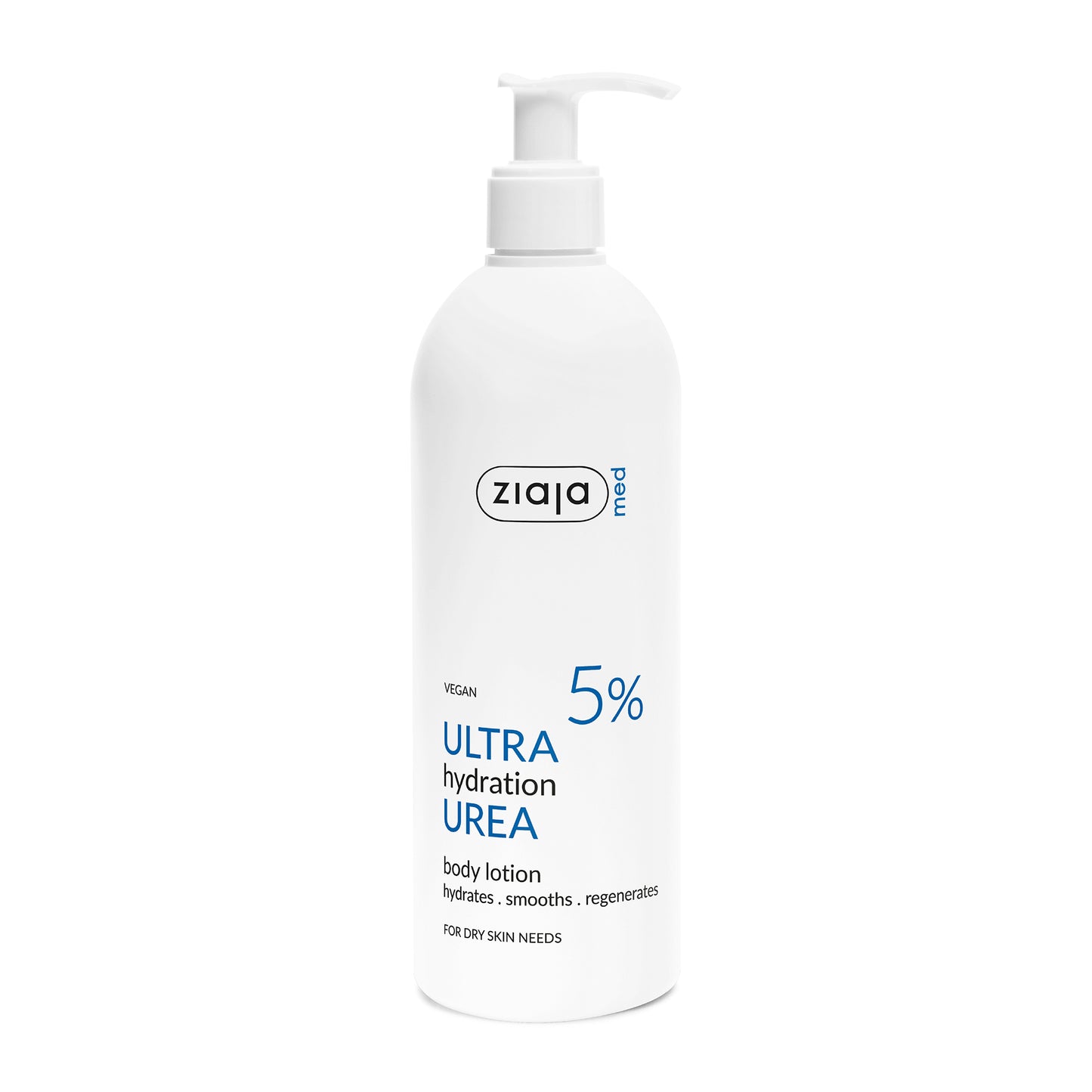 White Pump Bottle of Ziaja Med Urea Ultra Hydration Body Lotion 5% – Vegan Hydrating, Smoothing & Regenerating Body Lotion for Dry Skin