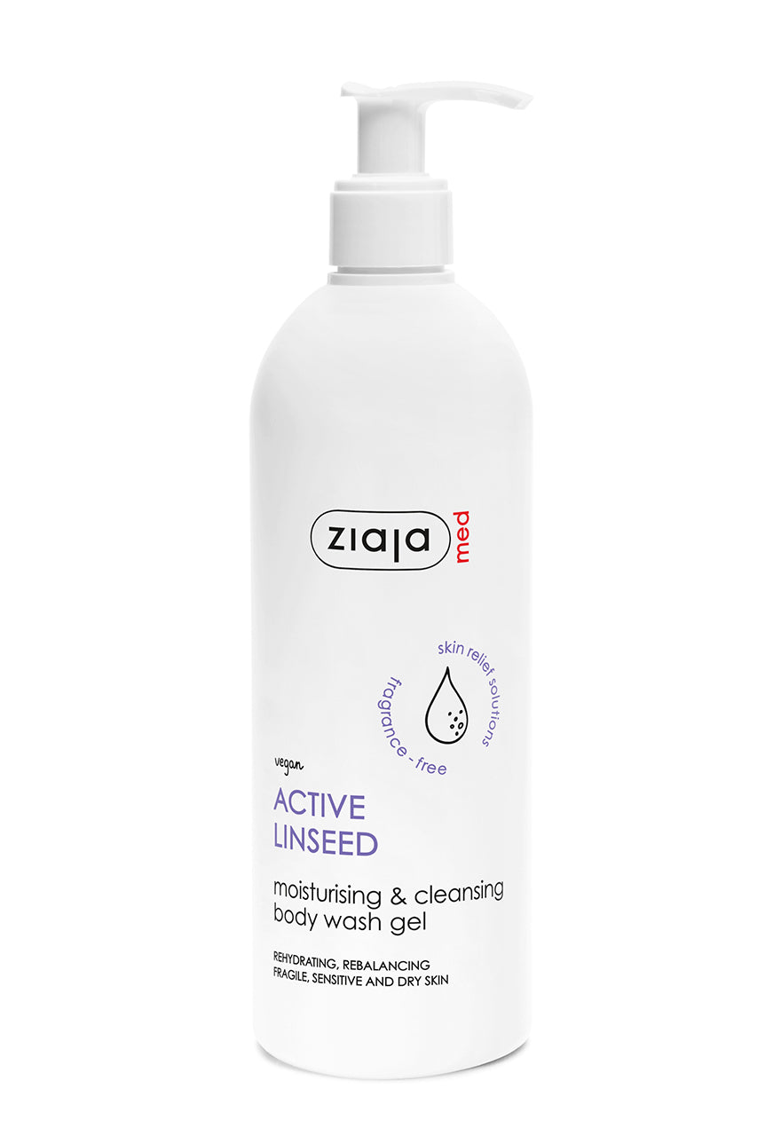 Ziaja Med Active Linseed Moisturising & Cleansing Body Wash Gel 400 ml