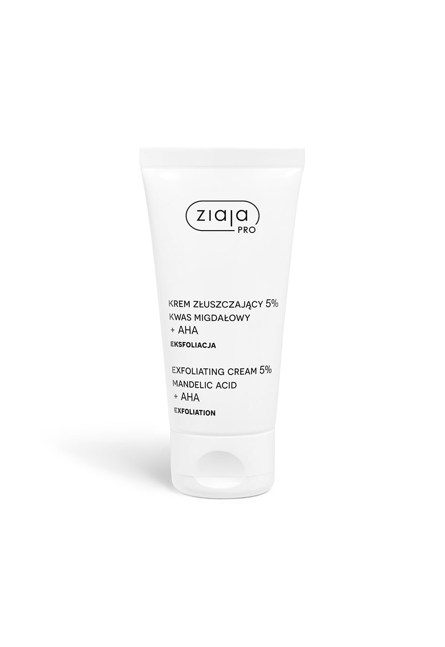 Ziaja Pro exfoliating cream 5% mandelic acid + AHA – Exfoliation Programme on a white background
