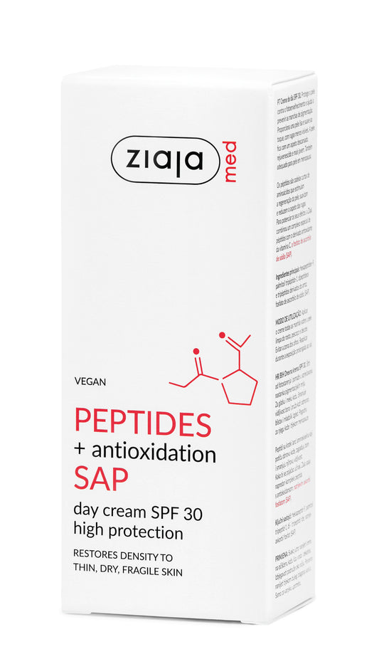Ziaja Peptides + Antioxidation SAP day cream SPF 30 packaging on a white background