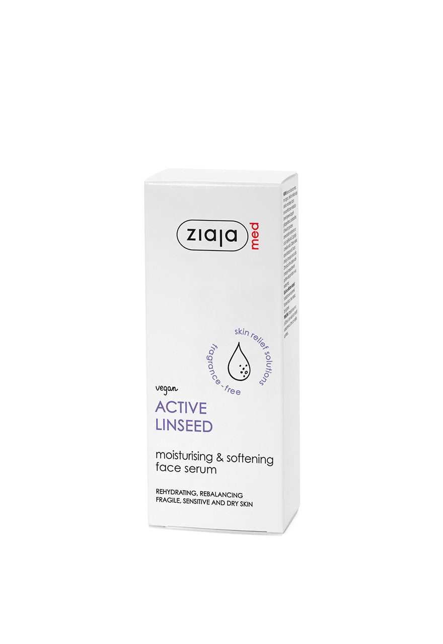 Ziaja Active Linseed face serum box on a white background