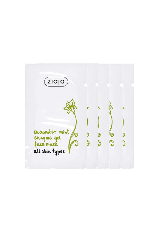 5 x Ziaja Cucumber Mint Enzyme Gel Face Mask 7Ml