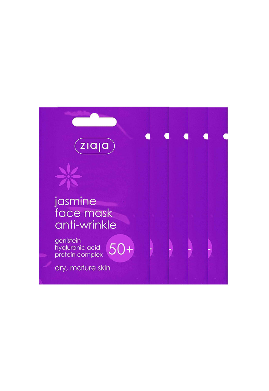 5 x Ziaja Jasmin 50+ Anti-Wrinkle Face Mask 7Ml