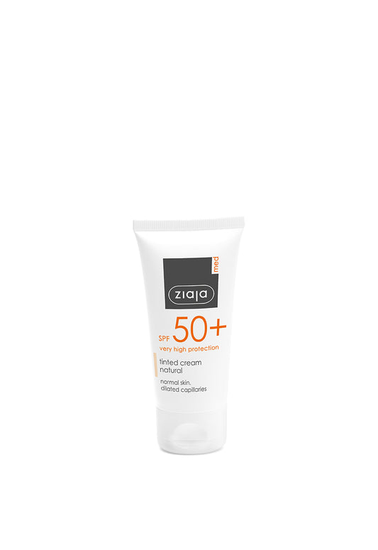 Ziaja Med Spf 50+ Tinted Cream Natural / Normal Skin, Dilated Capillaries 50Ml
