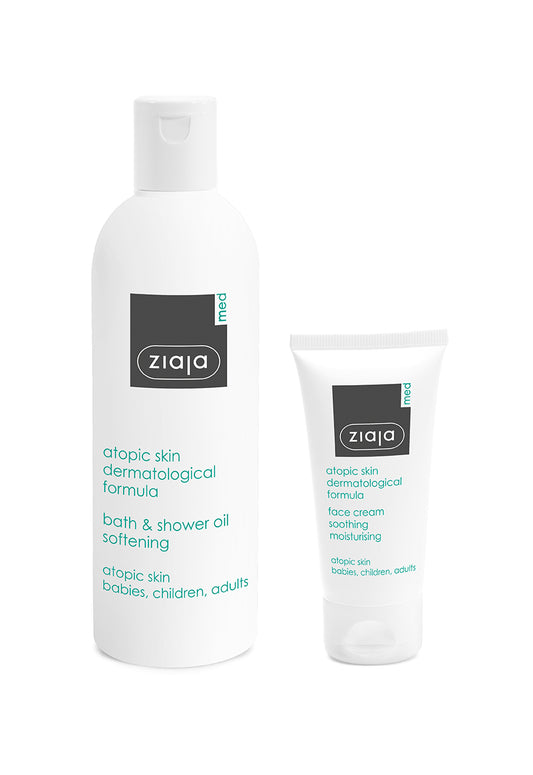 Ziaja Med Atopic Dermatitis Bath Oil 270Ml + Ziaja Med Atopic Skin Face Cream 50Ml