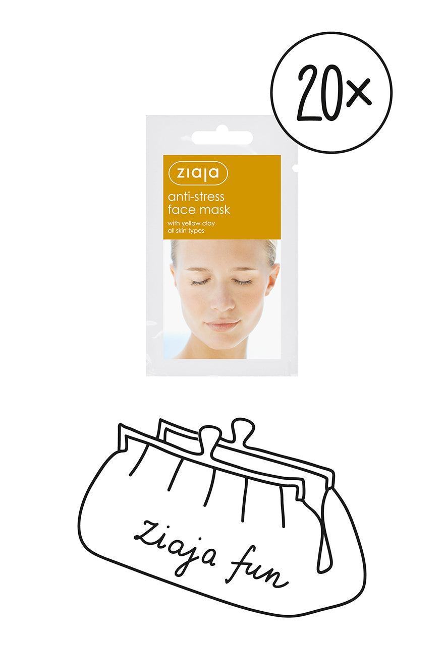 20 x Ziaja Anti-Stress Face Mask With Yellow Clay/Sachet/Display 7Ml