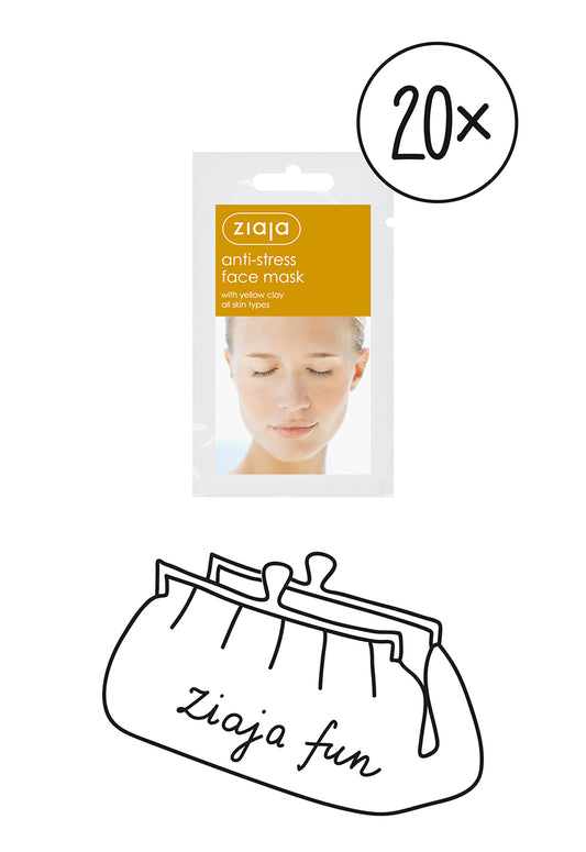 20 x Ziaja Anti-Stress Face Mask With Yellow Clay/Sachet/Display 7Ml