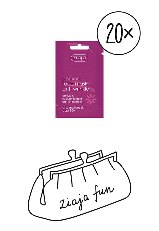 20 x Ziaja Jasmin 50+ Anti-Wrinkle Face Mask 7Ml