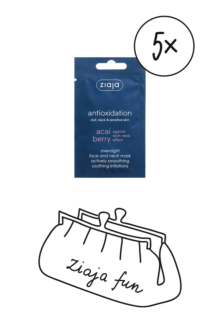 5x Ziaja Acai Berry Overnight Face And Neck Smoothing Mask 7Ml