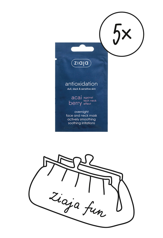5x Ziaja Acai Berry Overnight Face And Neck Smoothing Mask 7Ml