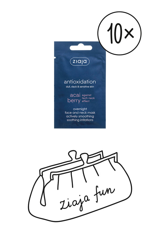 10x Ziaja Acai Berry Overnight Face And Neck Smoothing Mask 7Ml