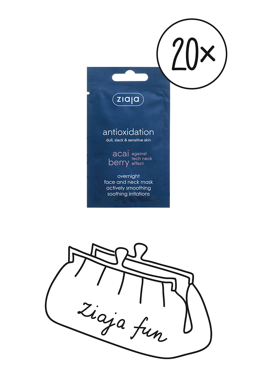 20 x Ziaja Acai Berry Overnight Face And Neck Smoothing Mask 7Ml