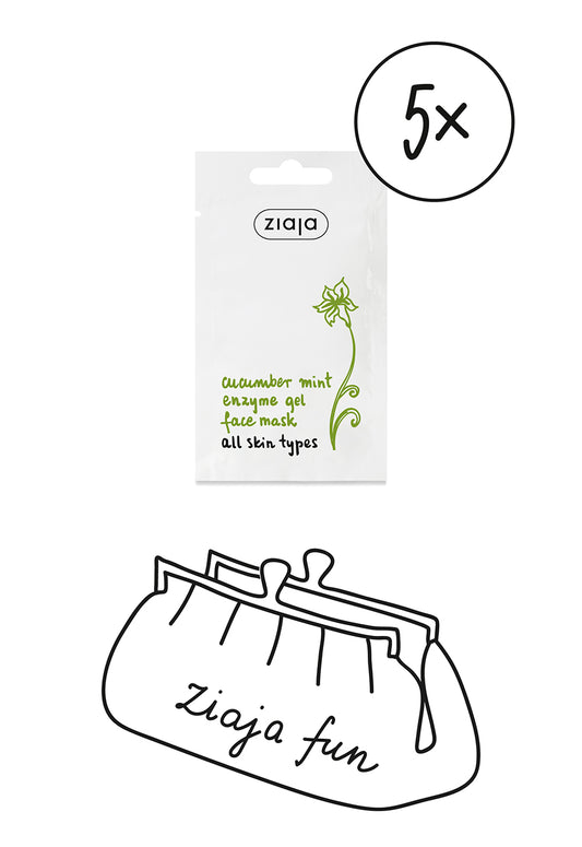 5 x Ziaja Cucumber Mint Enzyme Gel Face Mask 7Ml