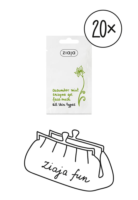 20 x Ziaja Cucumber Mint Enzyme Gel Face Mask 7Ml