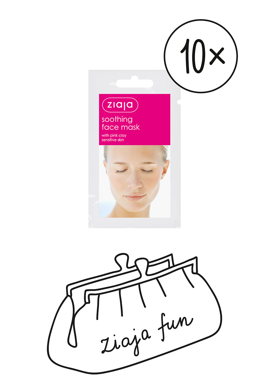 10 x Ziaja Soothing Face Mask With Pink Clay/Sachet/Display 7Ml