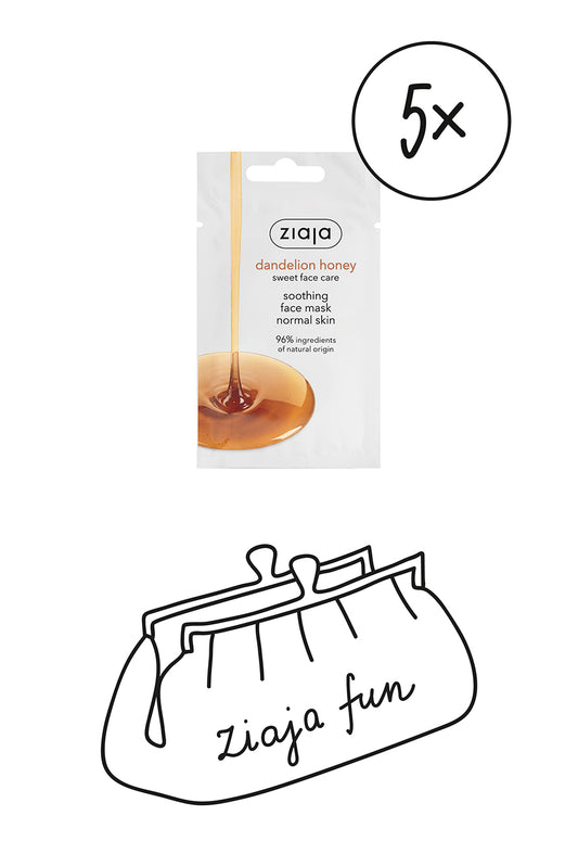 5 x Ziaja Dandelion Honey Face Mask/Sachet 7Ml