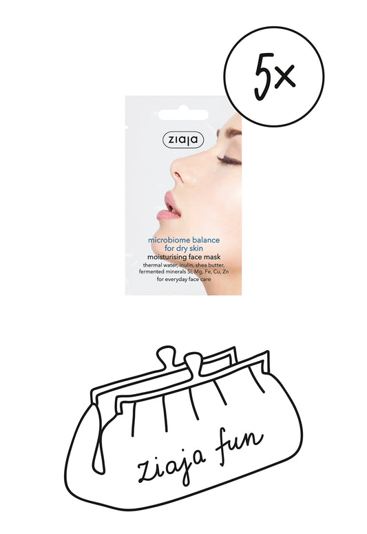 5 x Ziaja Refreshing Balance Face Mask For Dry Skin/Sachet  7Ml