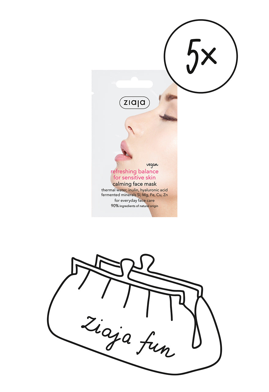 ZiajaFun packaging with a face mask and pouch illustration on a white background