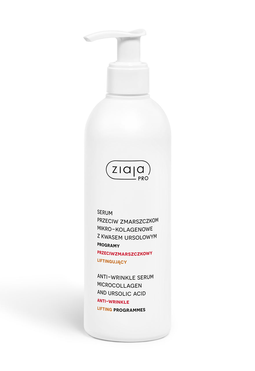 Ziaja Pro anti-wrinkle serum with microcollagen and ursolic acid – lifting programme on a white background