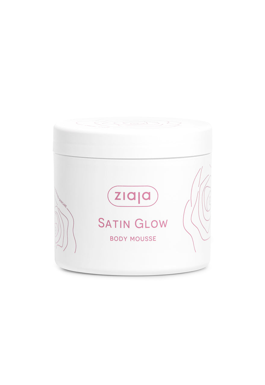 Ziaja Satin Glow body mousse jar on a white background