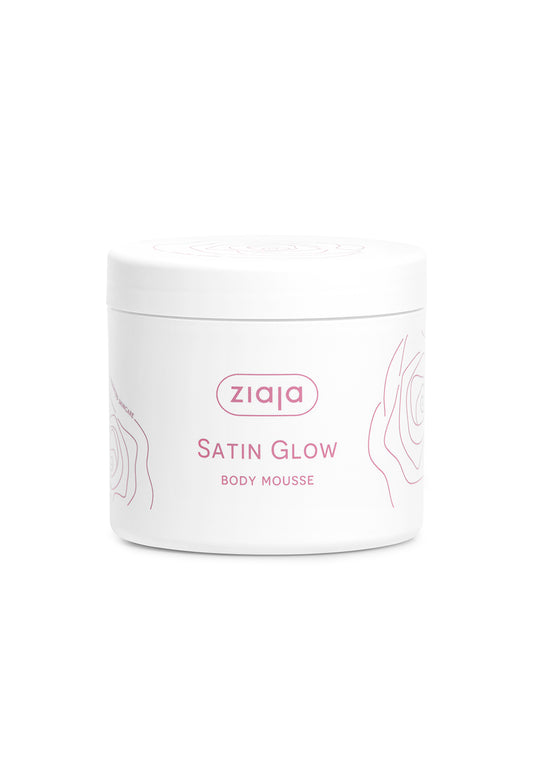 Ziaja Satin Glow body mousse jar on a white background