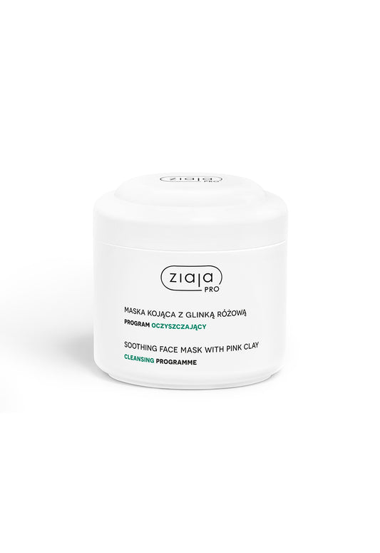 Ziaja Pro soothing face mask with pink clay – Cleansing Programme on a white background