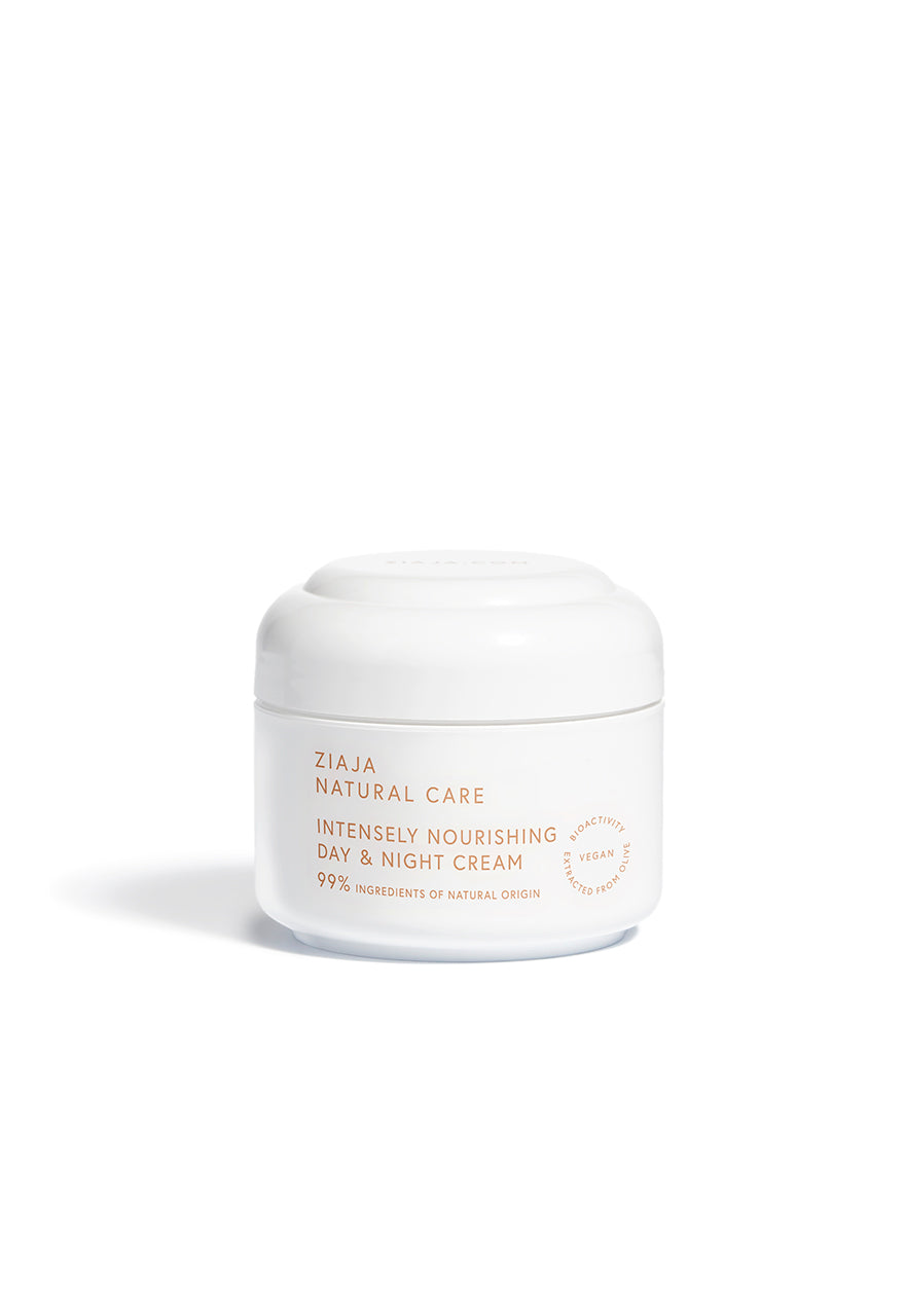 Ziaja Natural Care cream jar on a white background