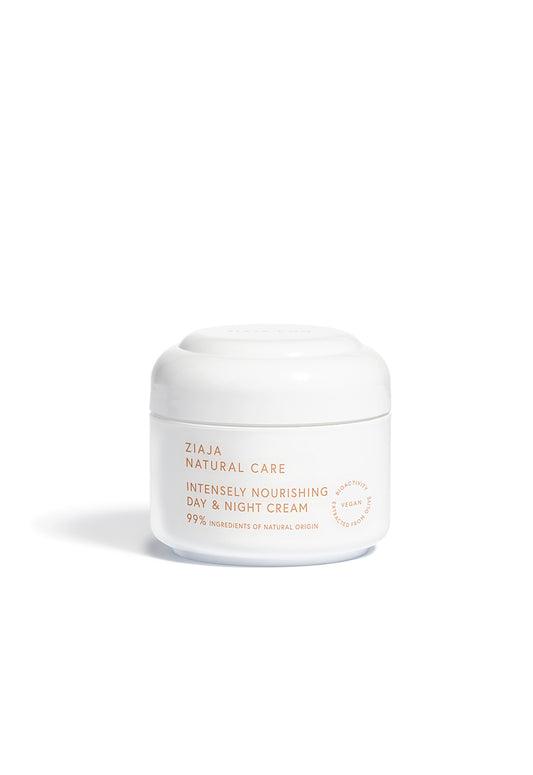 Ziaja Natural Care cream jar on a white background