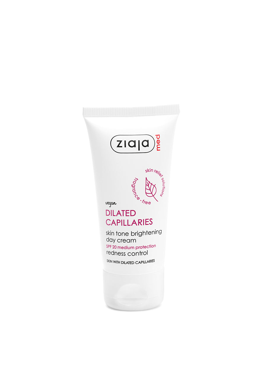 Ziaja Med Dilated Capillaries Skin Tone Brightening Day Cream SPF20 redness control cream for sensitive skin with broken capillaries