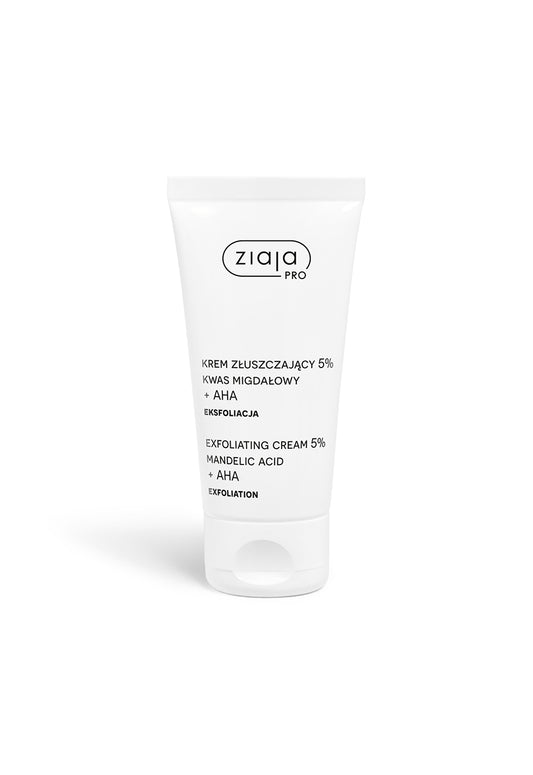 Ziaja Pro exfoliating cream 5% mandelic acid + AHA – Exfoliation Programme on a white background