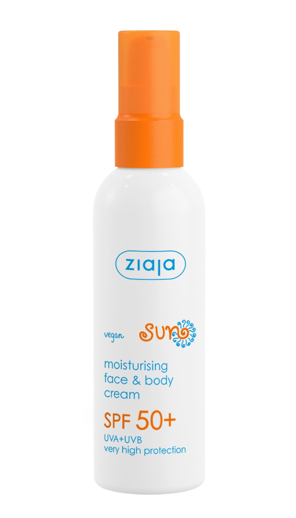 Ziaja Sun moisturising face & body cream SPF 50+ on a white background