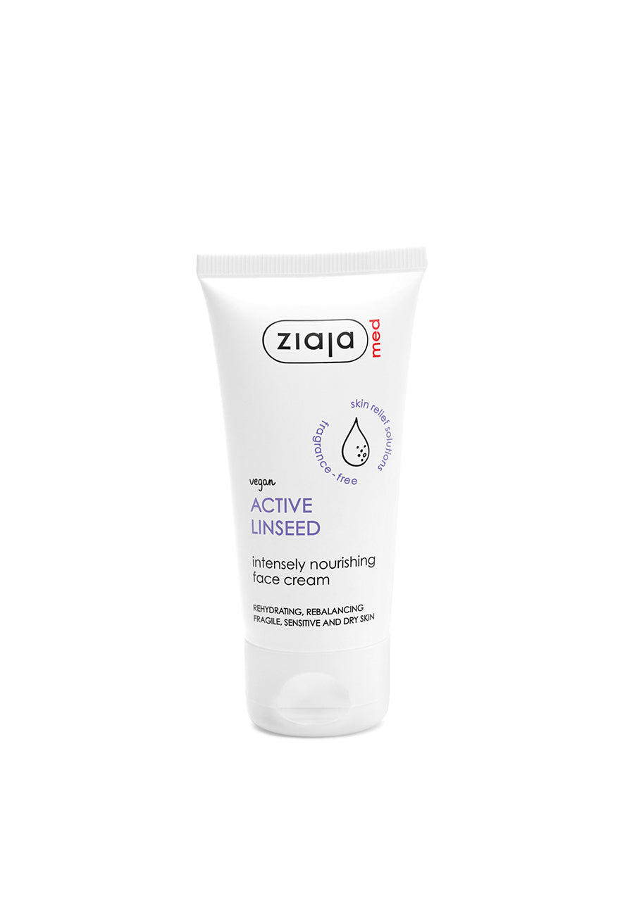 Ziaja Active Linseed face cream tube on a white background