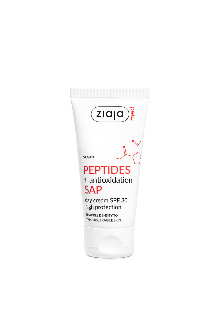 Ziaja Peptides + Antioxidation SAP cream tube on a white background