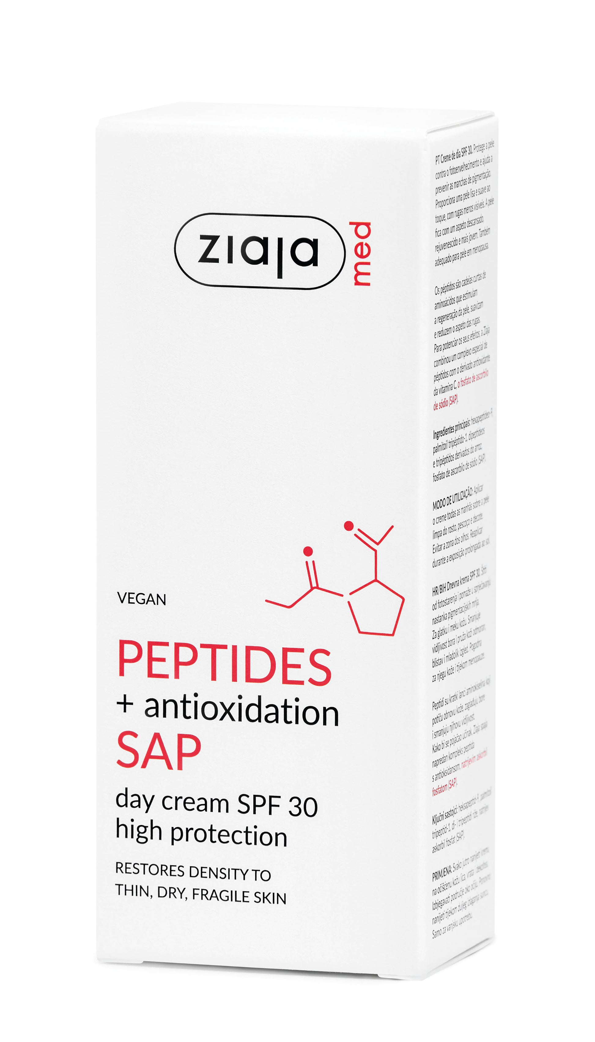 Ziaja Peptides + Antioxidation SAP day cream SPF 30 packaging on a white background