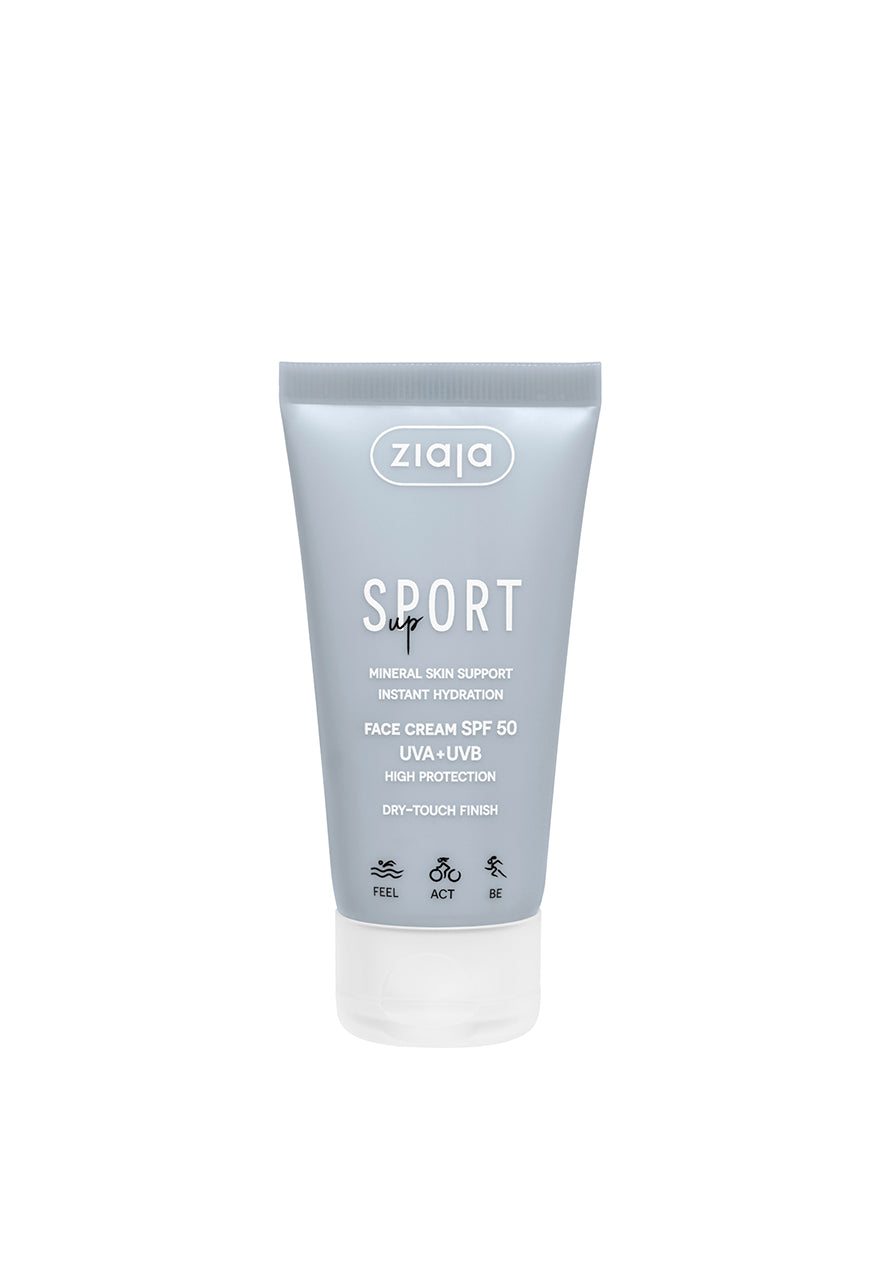 Ziaja Sport face cream SPF 50 on a white background