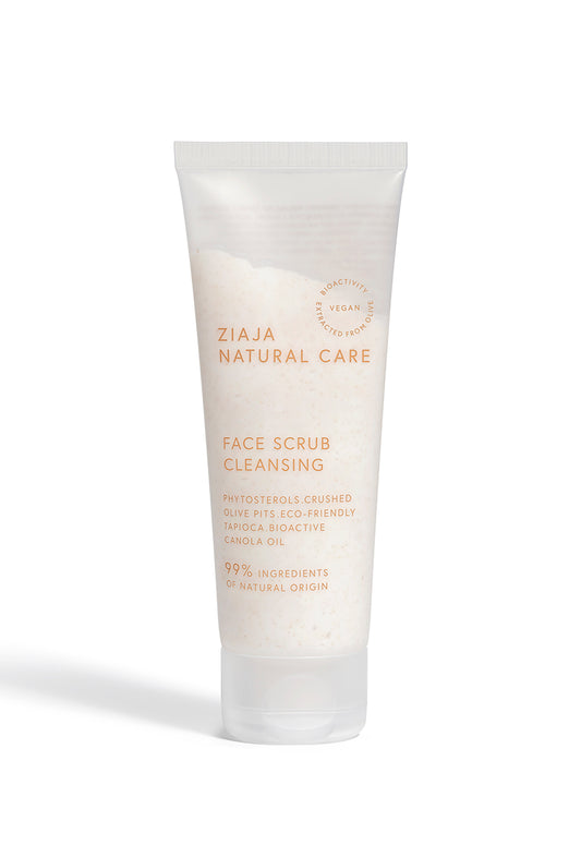 Ziaja Natural Care face scrub tube on a white background