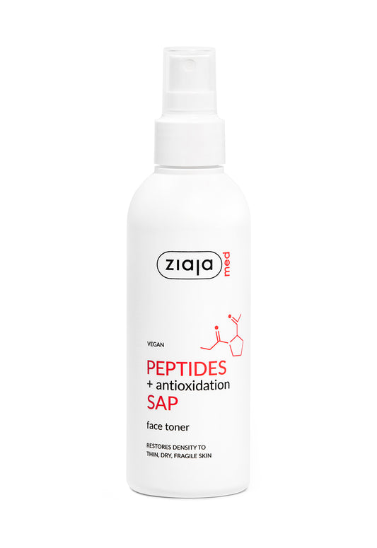 Ziaja Peptides + Antioxidation SAP face toner bottle on a white background