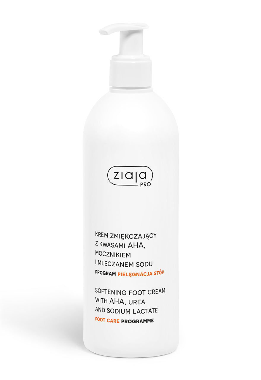 White bottle of Ziaja Pro foot cream on a white background