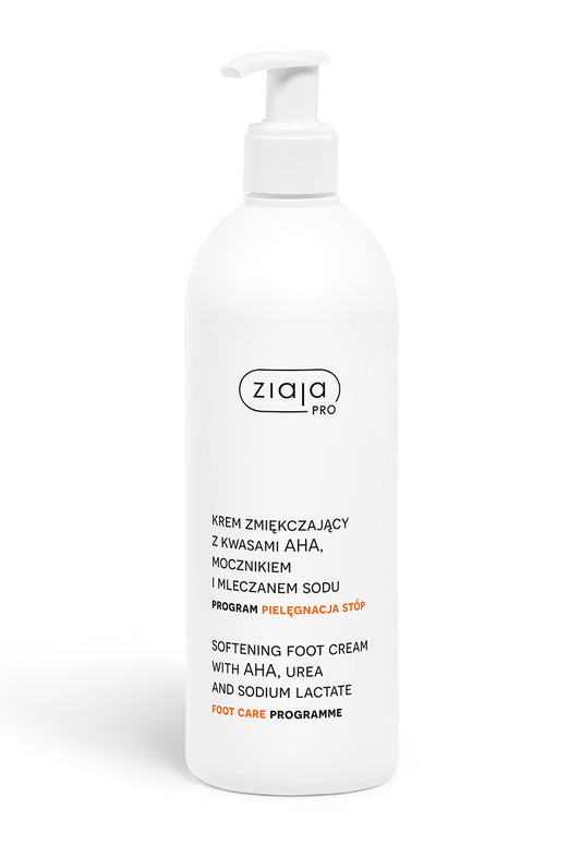 White bottle of Ziaja Pro foot cream on a white background