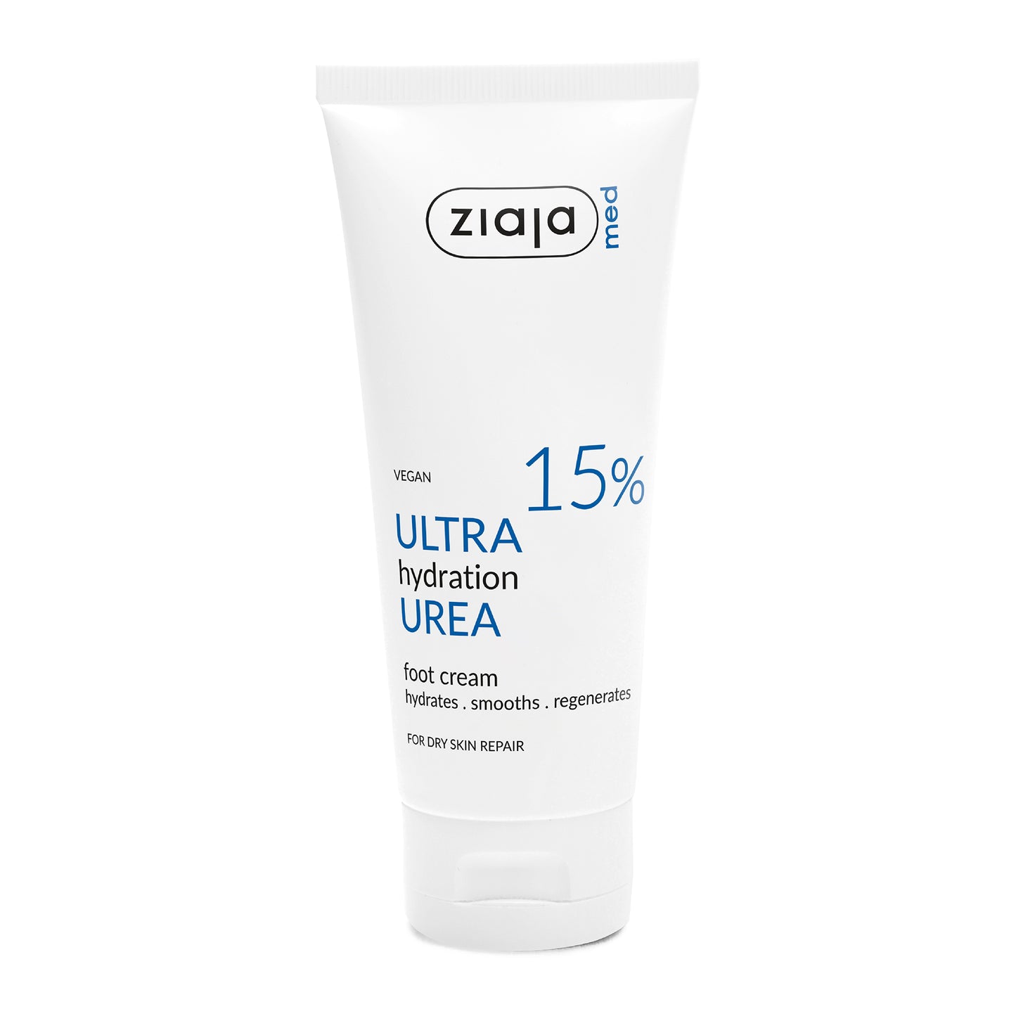 White Tube of Ziaja Med Urea Ultra Hydration Foot Cream 15% – Vegan Hydrating, Smoothing & Regenerating Foot Cream for Dry, Rough Feet