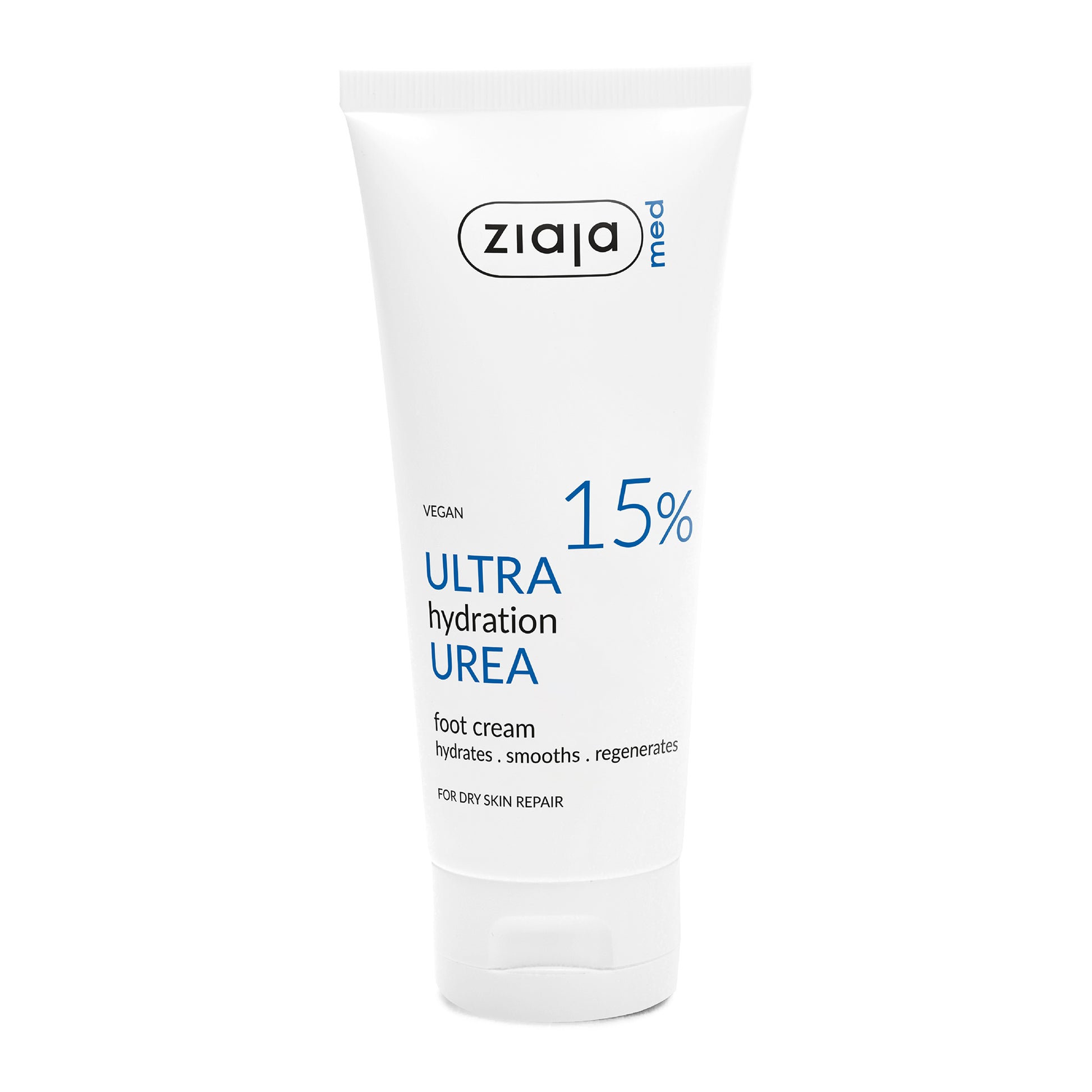 White Tube of Ziaja Med Urea Ultra Hydration Foot Cream 15% – Vegan Hydrating, Smoothing & Regenerating Foot Cream for Dry, Rough Feet