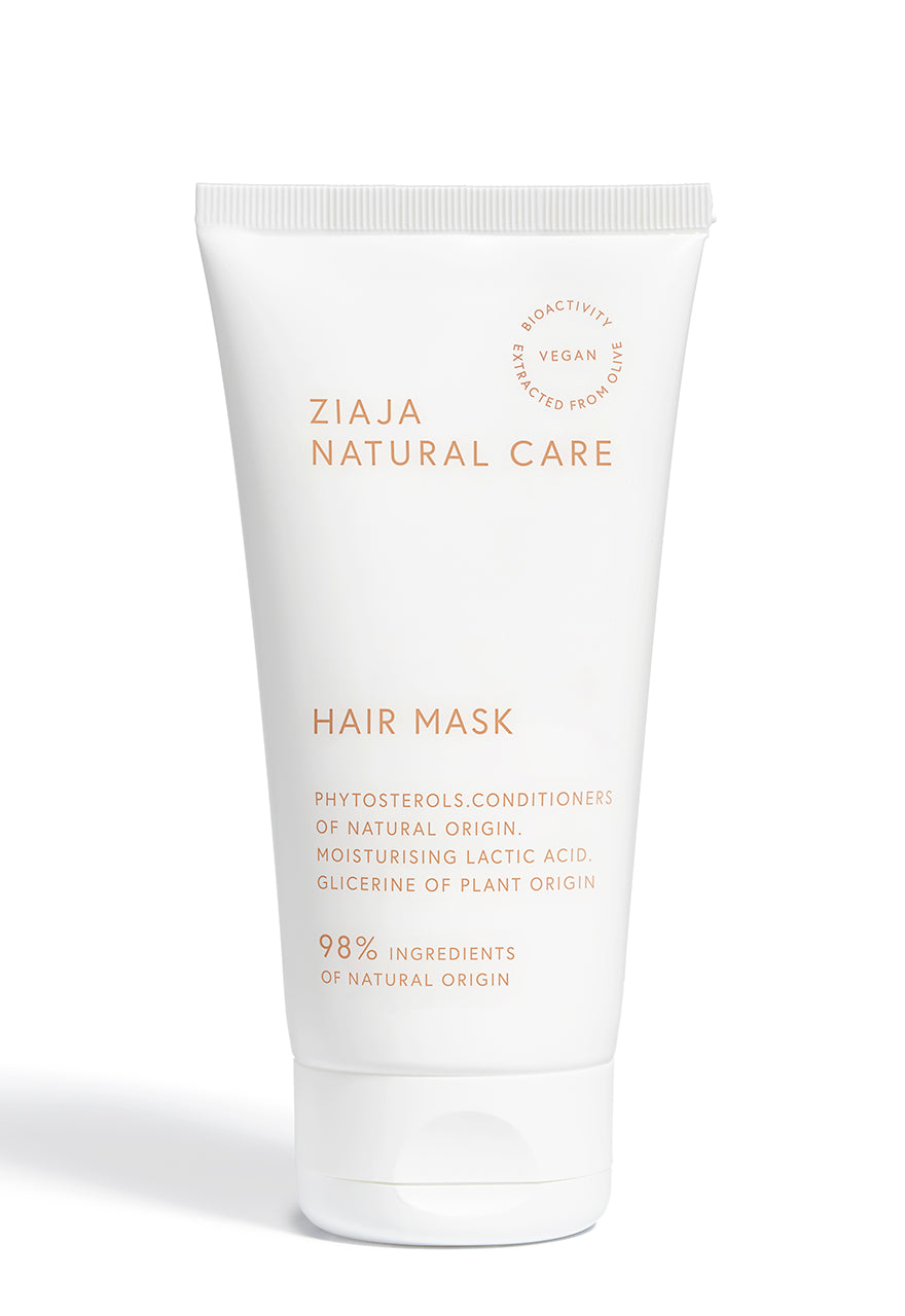 Ziaja Natural Care vegan hair mask in white tube, nourishing formula with 98% ingredients of natural origin