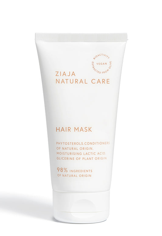 Ziaja Natural Care vegan hair mask in white tube, nourishing formula with 98% ingredients of natural origin