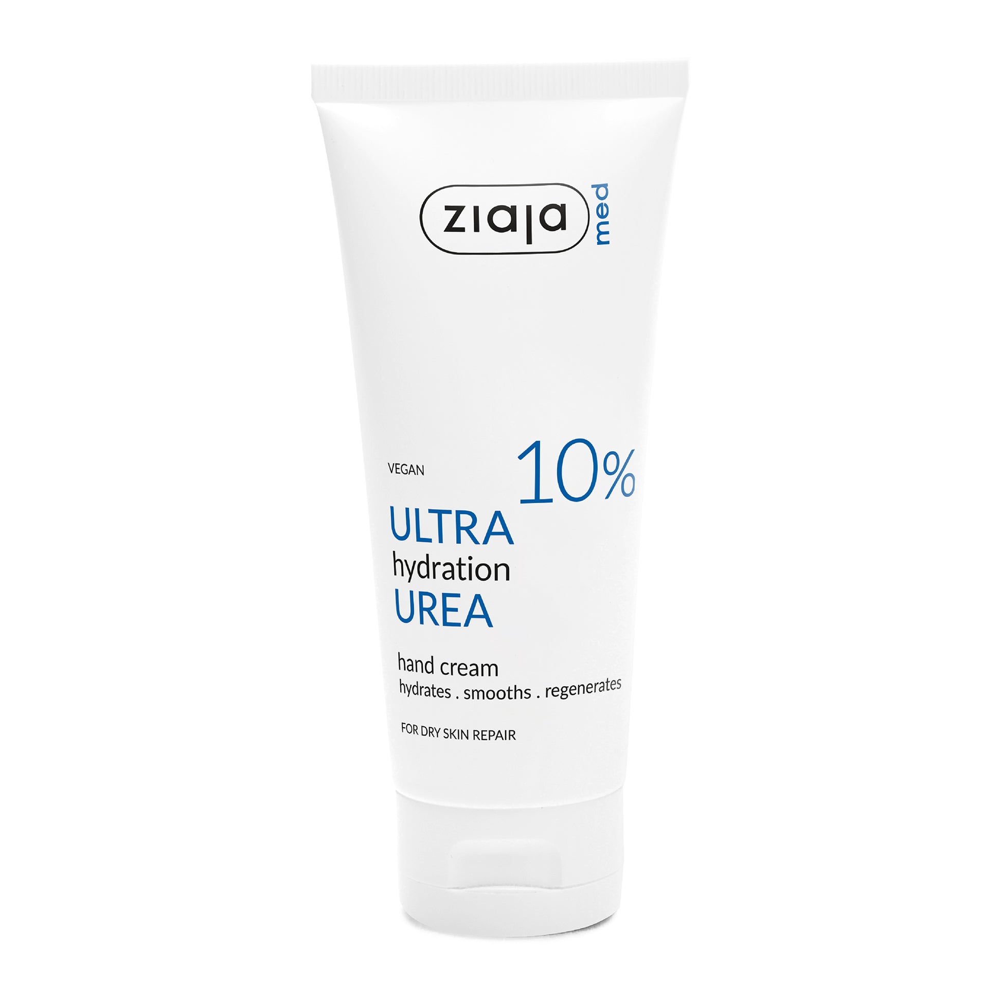 White Tube of Ziaja Med Urea Ultra Hydration Hand Cream 10% – Vegan Hydrating, Smoothing & Regenerating Hand Cream for Dry Hands