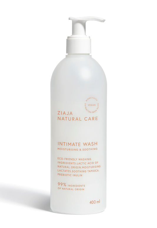 Ziaja Natural Care intimate wash bottle on a white background