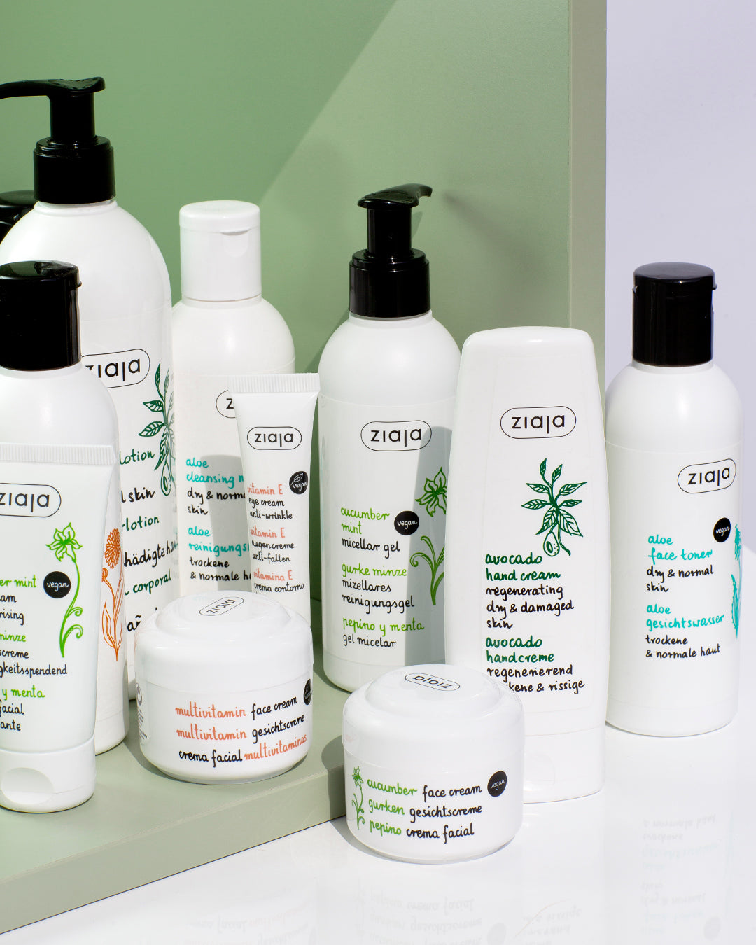 Ziaja Avocado Hand Cream Regenerating for dry and damaged skin, shown with other Ziaja skincare products