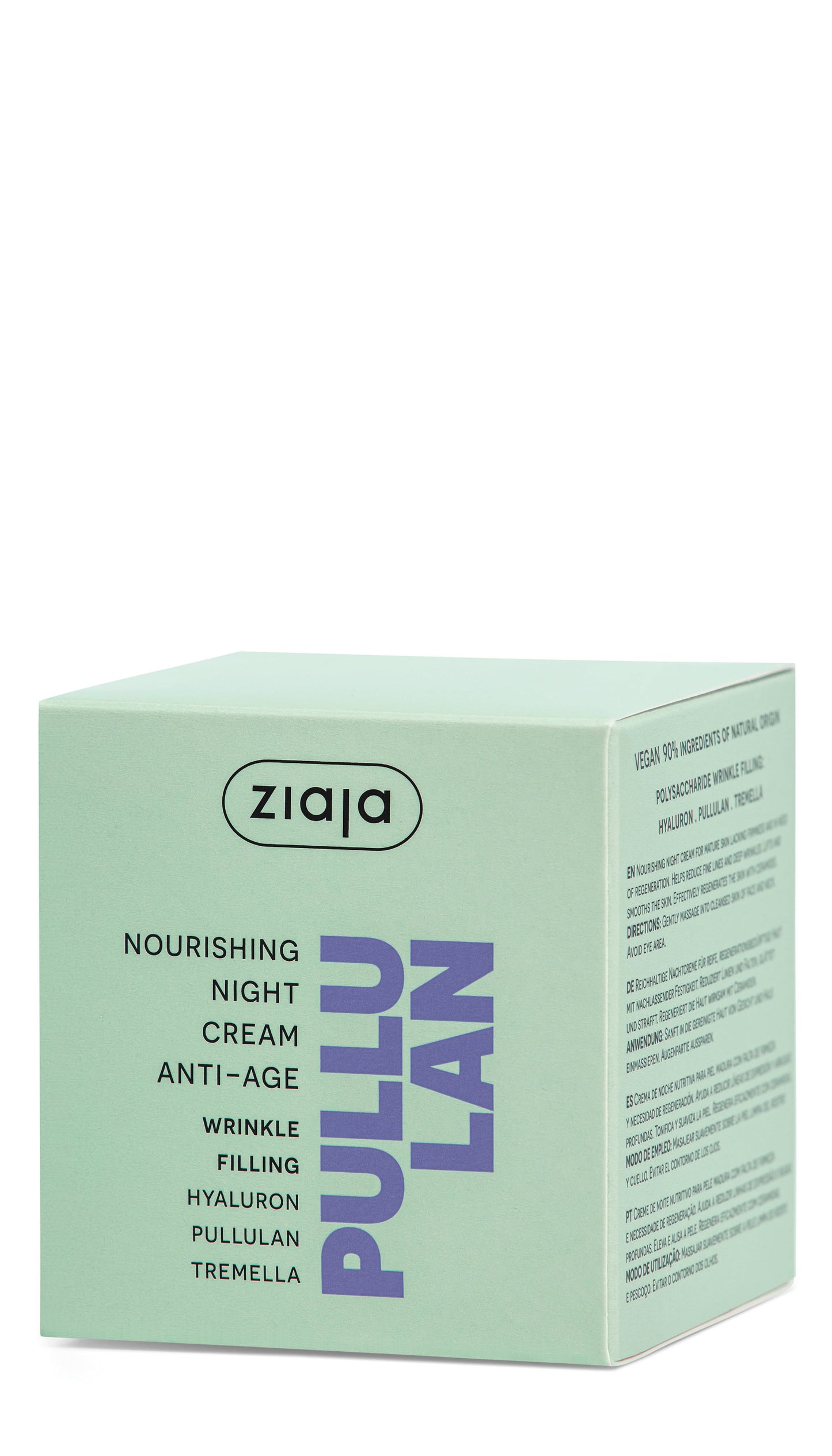 Ziaja Pulu Lan night cream box on a white background